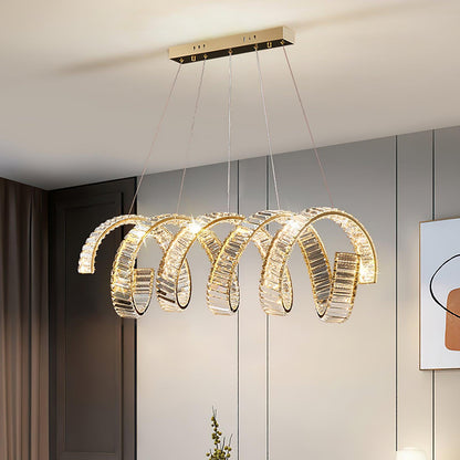 Modern Curved LED Chandelier - Dimmable, Energy Efficient Lighting