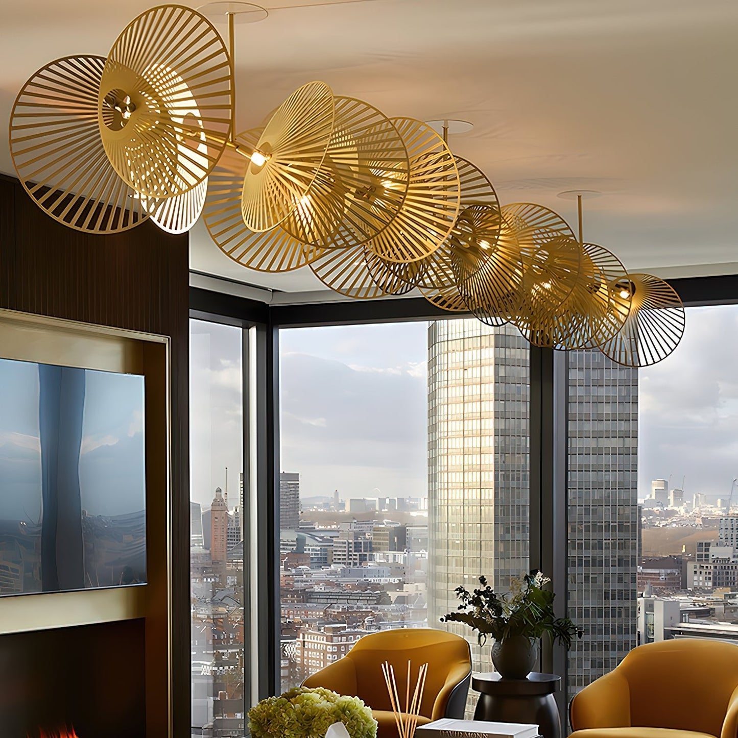 Cattail Leaf Chandelier - Elegant Design with Adjustable Height & Warm