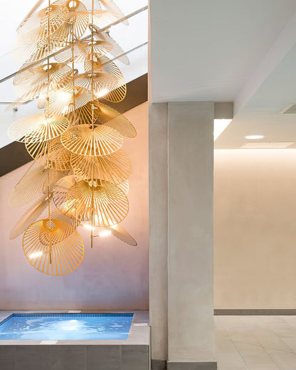 Cattail Leaf Chandelier - Elegant Design with Adjustable Height & Warm
