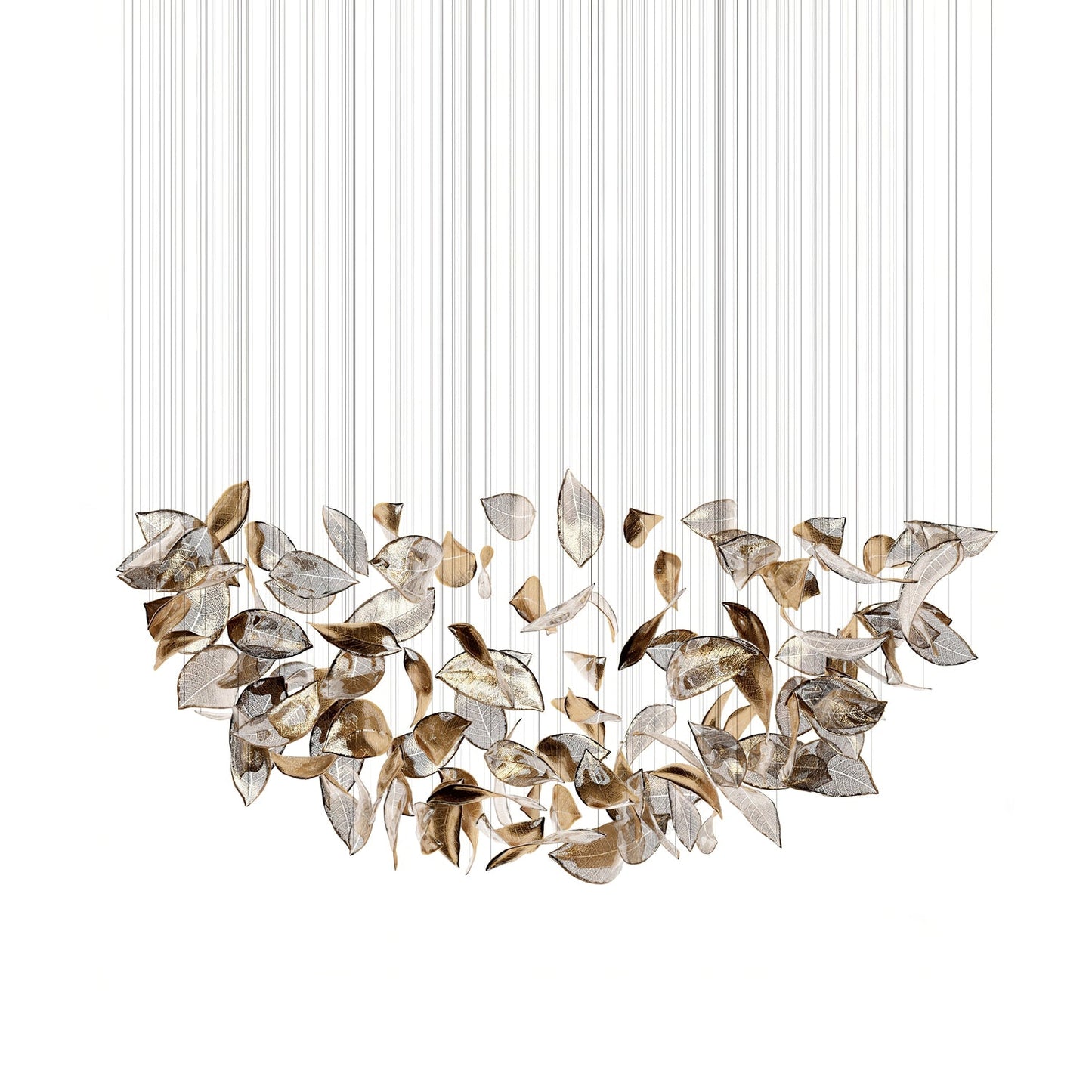 Elegant Shake Leaves Chandelier - Adjustable Height, Energy Efficient