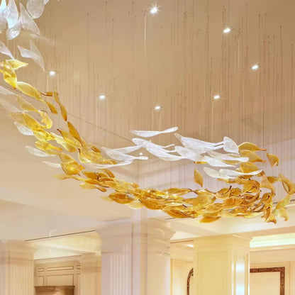 Elegant Swaying Leaves Chandelier - Adjustable Height, Energy Efficien