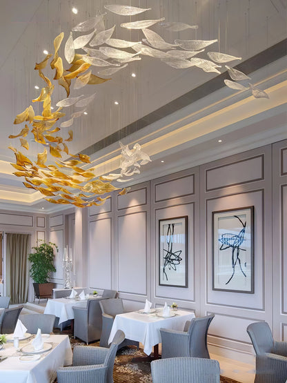 Elegant Swaying Leaves Chandelier - Adjustable Height, Energy Efficien