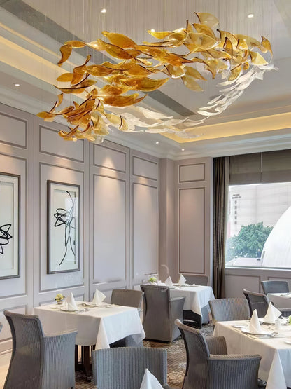 Elegant Swaying Leaves Chandelier - Adjustable Height, Energy Efficien
