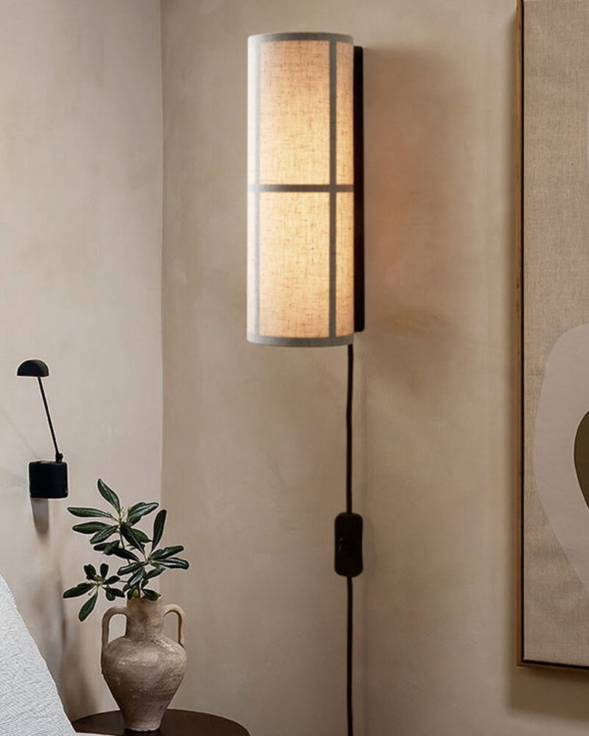 Cylinder Plug-in Wall Lamp with Adjustable Brightness & Modern Design