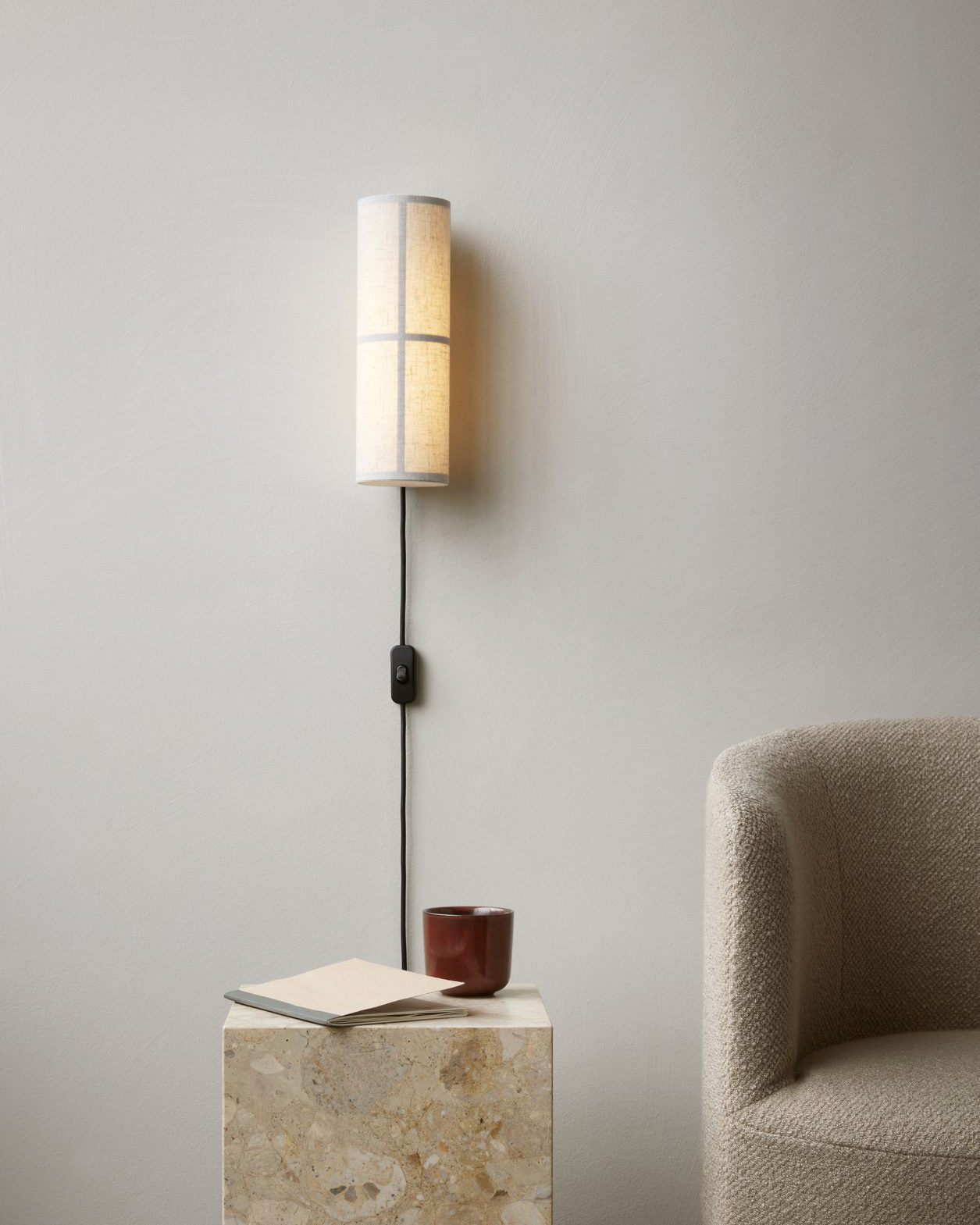 Cylinder Plug-in Wall Lamp with Adjustable Brightness & Modern Design