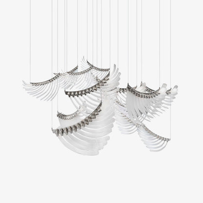 Elegant Bird Feather LED Chandelier with Adjustable Brightness & Moder