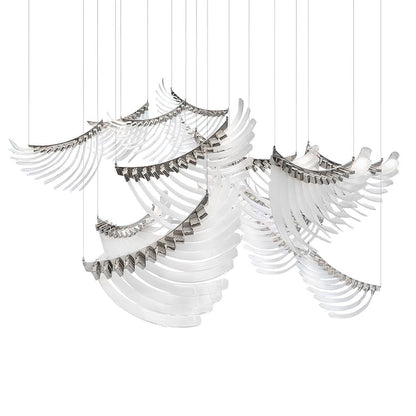 Elegant Bird Feather LED Chandelier with Adjustable Brightness & Moder