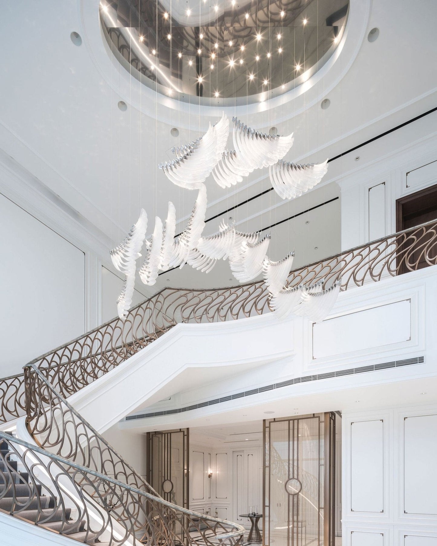 Elegant Bird Feather LED Chandelier with Adjustable Brightness & Moder