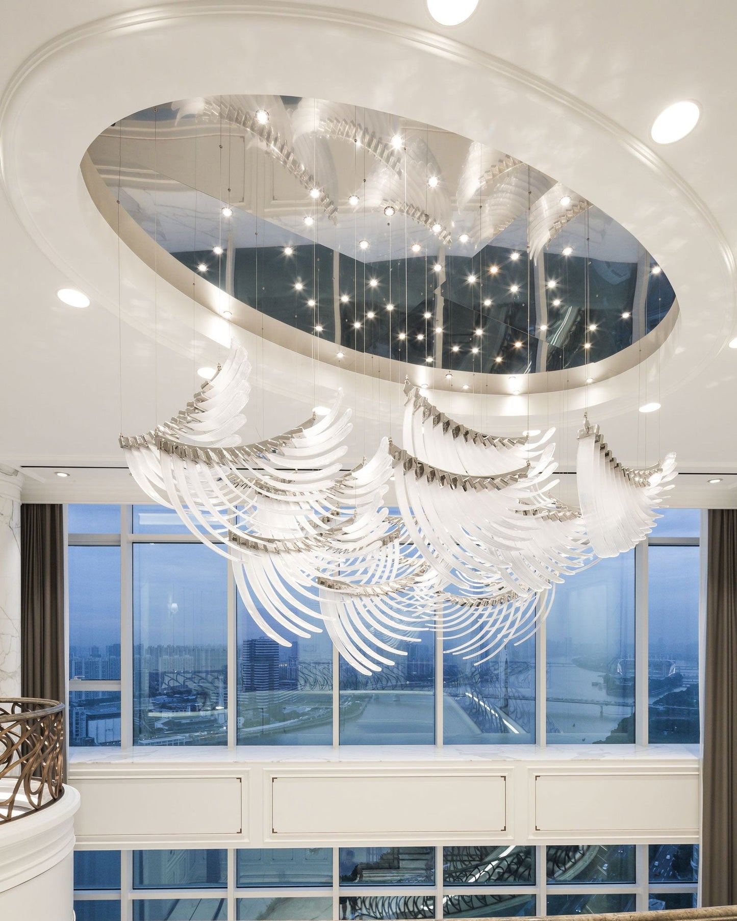 Elegant Bird Feather LED Chandelier with Adjustable Brightness & Moder