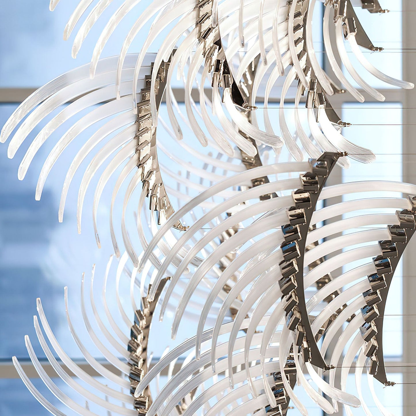 Elegant Bird Feather LED Chandelier with Adjustable Brightness & Moder