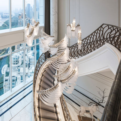 Elegant Bird Feather LED Chandelier with Adjustable Brightness & Moder