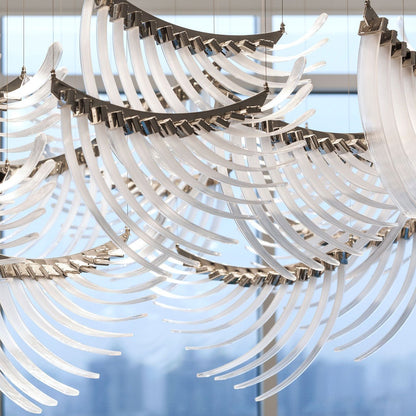 Elegant Bird Feather LED Chandelier with Adjustable Brightness & Moder