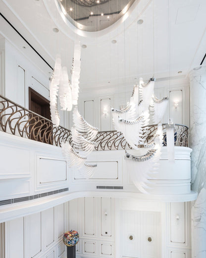 Elegant Bird Feather LED Chandelier with Adjustable Brightness & Moder