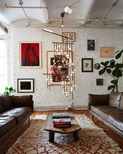 Elegant Brass Glass Drop Chandelier with Adjustable Height & LED Compa