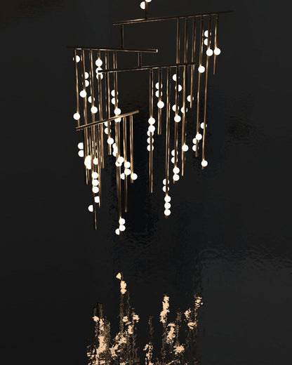 Elegant Brass Glass Drop Chandelier with Adjustable Height & LED Compa