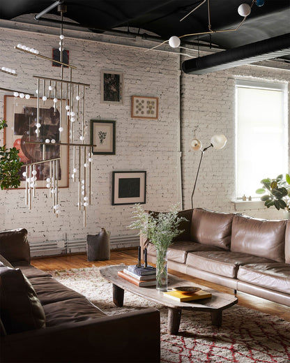Elegant Brass Glass Drop Chandelier with Adjustable Height & LED Compa