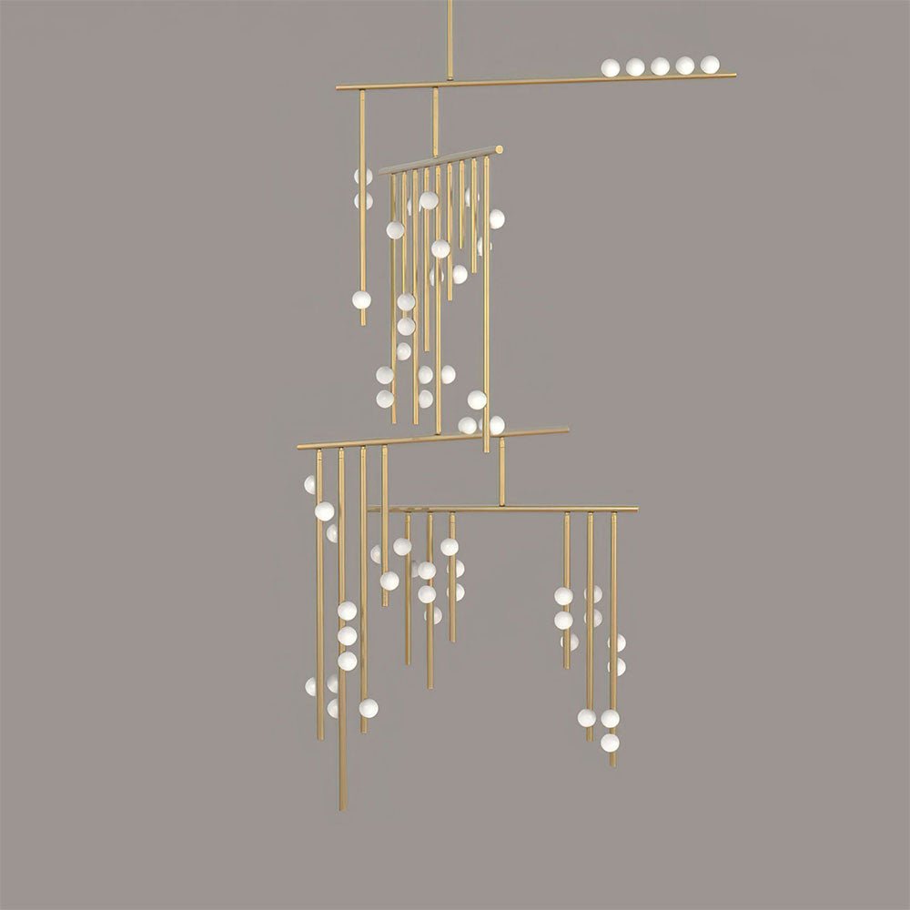 Elegant Brass Glass Drop Chandelier with Adjustable Height & LED Compa