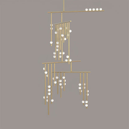 Elegant Brass Glass Drop Chandelier with Adjustable Height & LED Compa