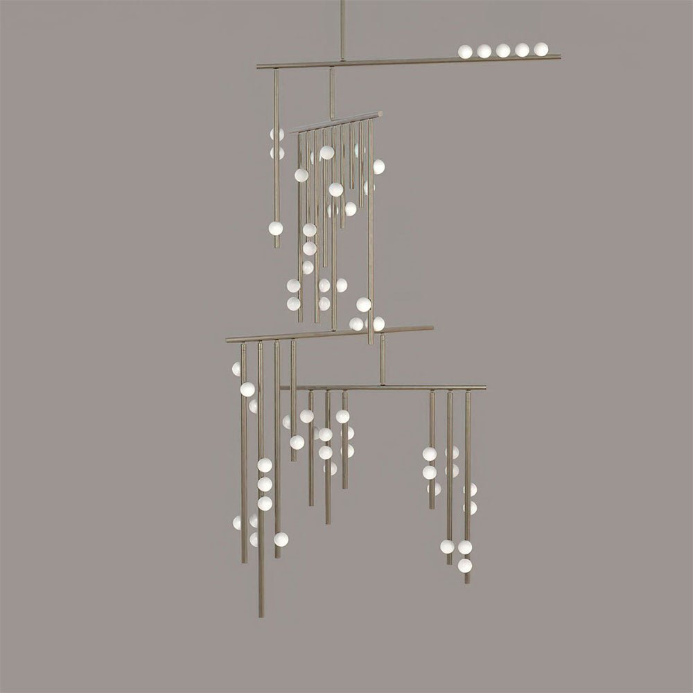 Elegant Brass Glass Drop Chandelier with Adjustable Height & LED Compa