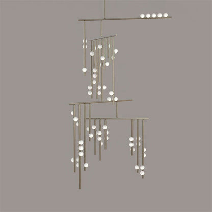 Elegant Brass Glass Drop Chandelier with Adjustable Height & LED Compa