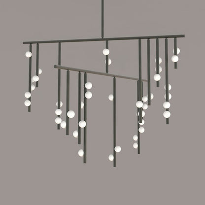Elegant Brass Glass Drop Chandelier with Adjustable Height & LED Compa