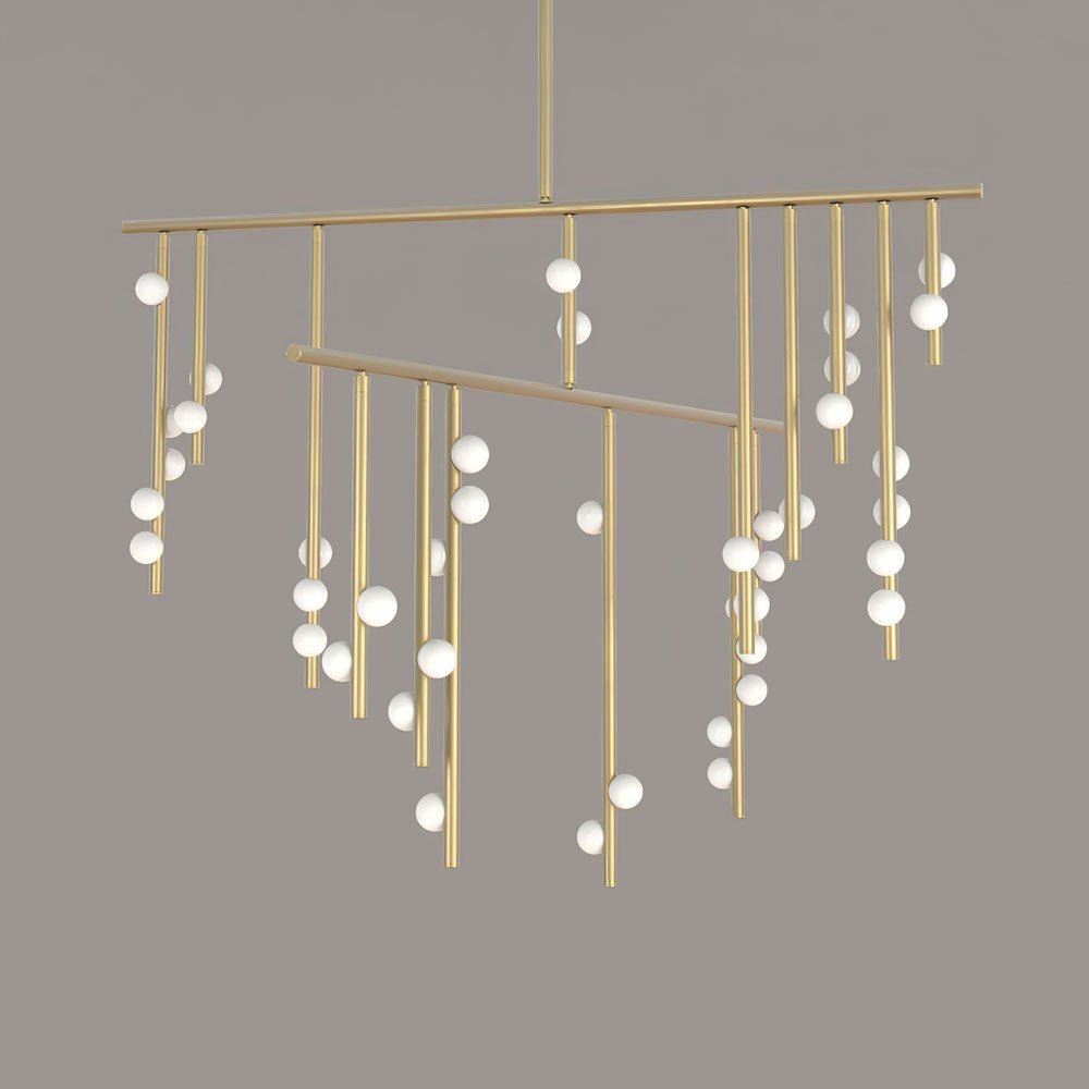 Elegant Brass Glass Drop Chandelier with Adjustable Height & LED Compa