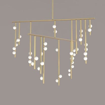 Elegant Brass Glass Drop Chandelier with Adjustable Height & LED Compa