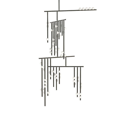 Elegant Brass Glass Drop Chandelier with Adjustable Height & LED Compa
