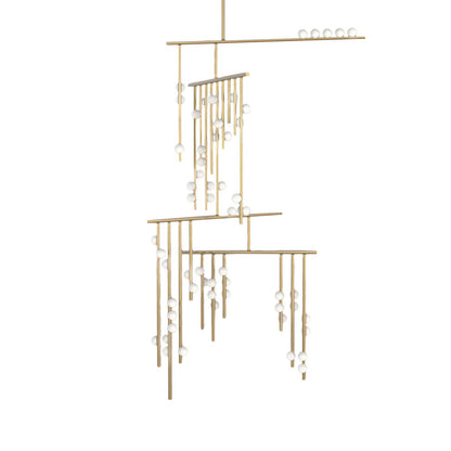 Elegant Brass Glass Drop Chandelier with Adjustable Height & LED Compa