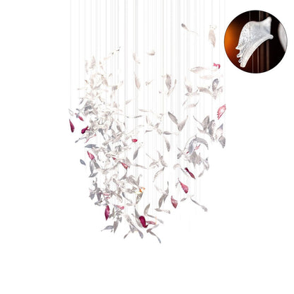 Elegant Flying Glass Feather Chandelier with Adjustable Height & LED L
