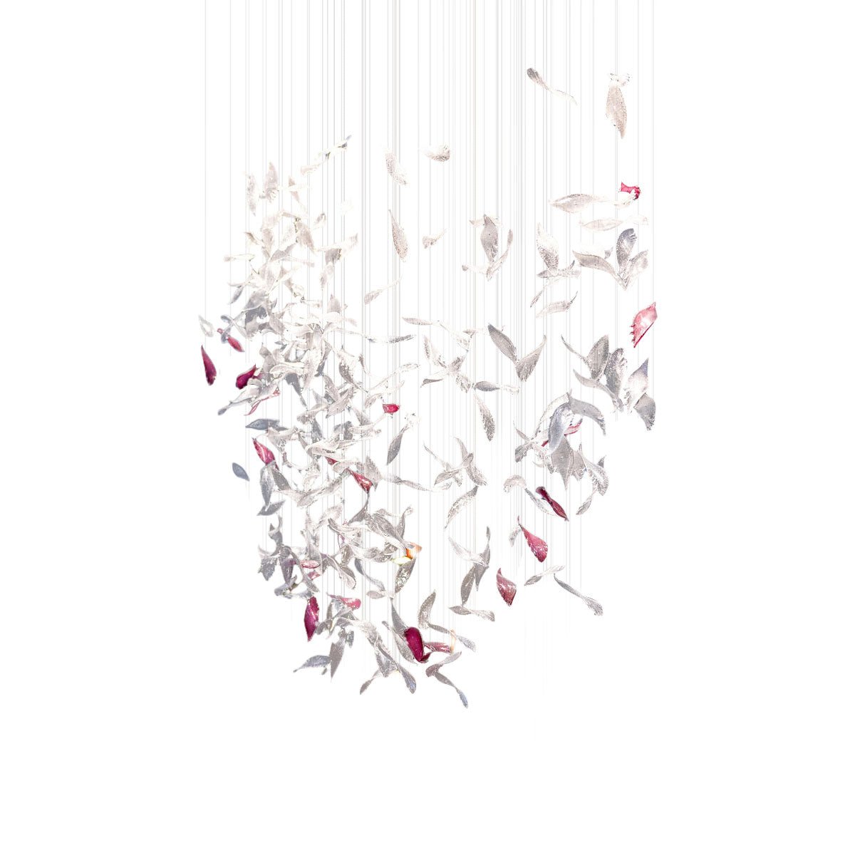 Elegant Flying Glass Feather Chandelier with Adjustable Height & LED L
