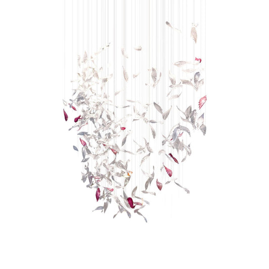 Elegant Flying Glass Feather Chandelier with Adjustable Height & LED L