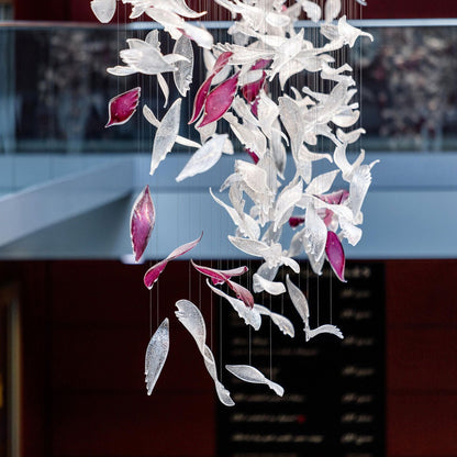 Elegant Flying Glass Feather Chandelier with Adjustable Height & LED L