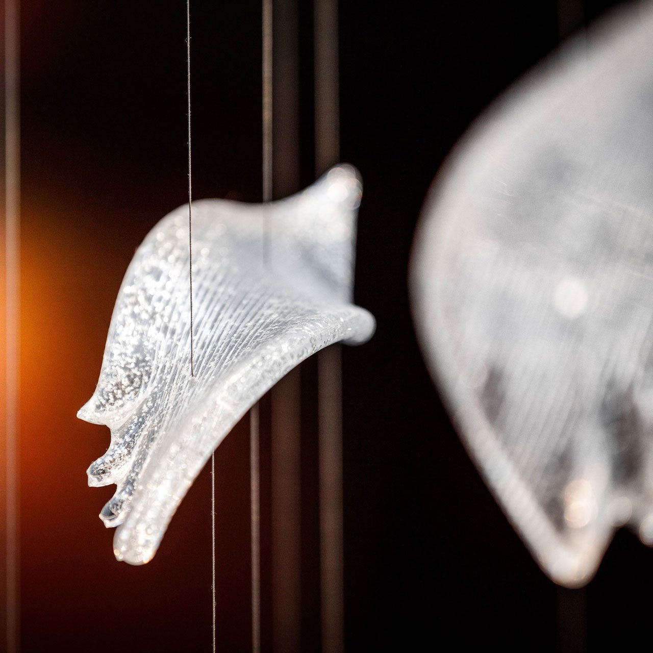 Elegant Flying Glass Feather Chandelier with Adjustable Height & LED L