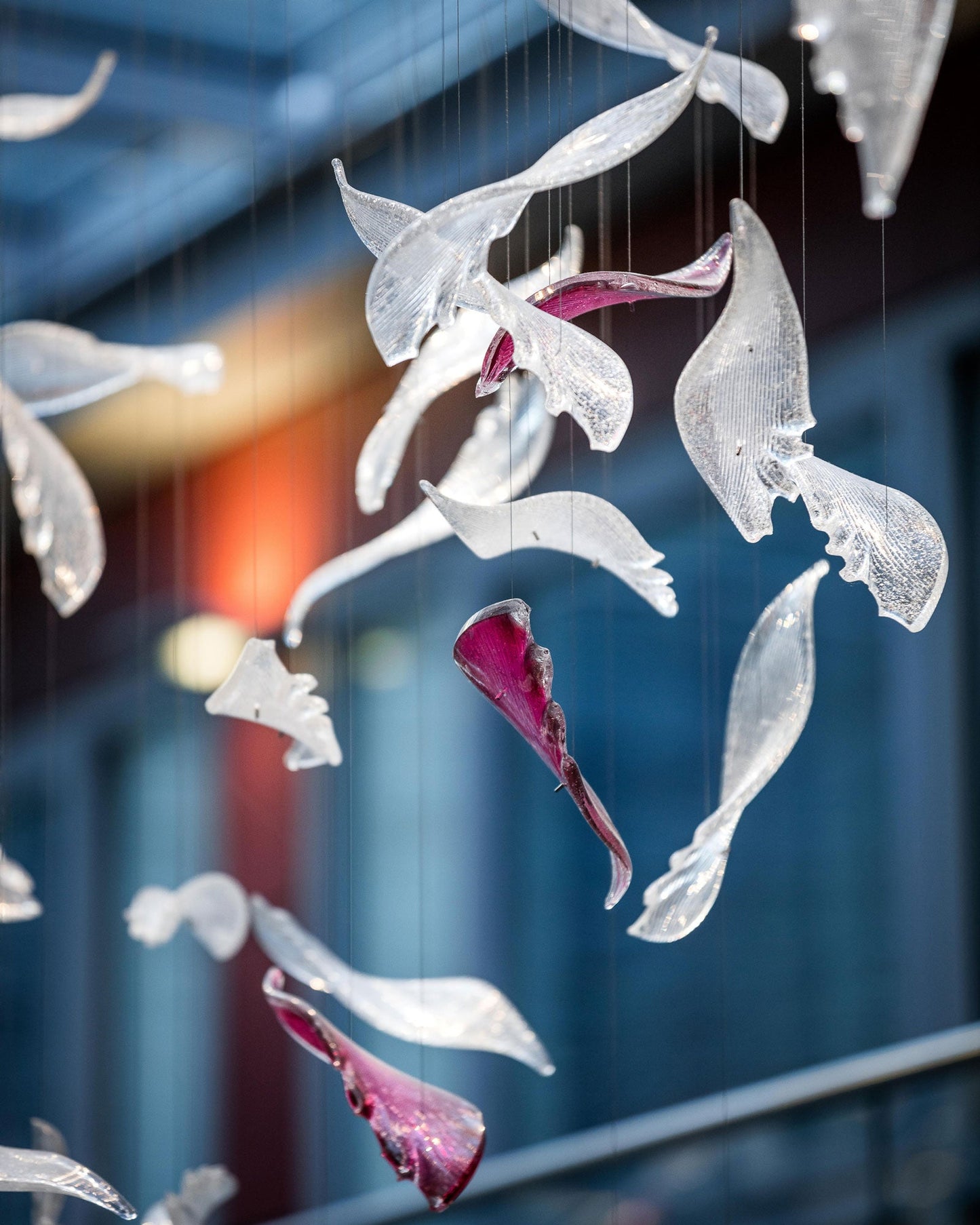 Elegant Flying Glass Feather Chandelier with Adjustable Height & LED L