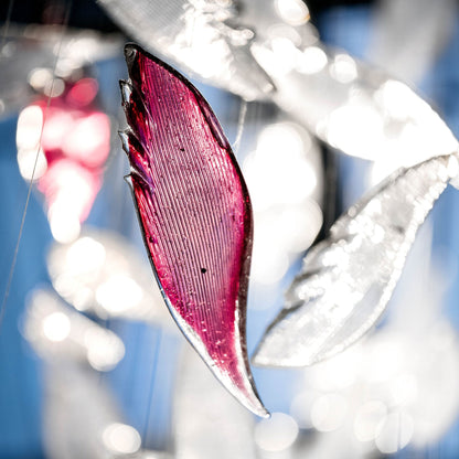 Elegant Flying Glass Feather Chandelier with Adjustable Height & LED L