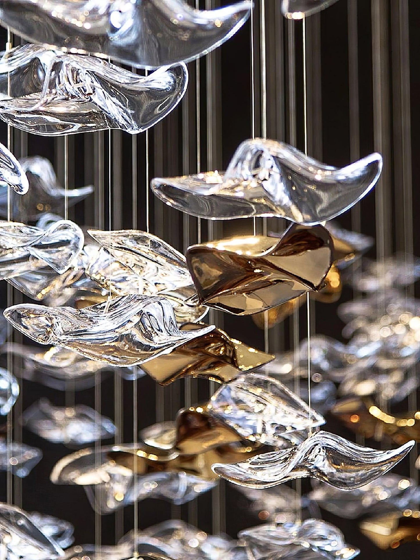 Tidal Stair Chandelier - Elegant Design with Adjustable Height & LED L