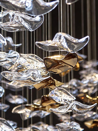 Tidal Stair Chandelier - Elegant Design with Adjustable Height & LED L