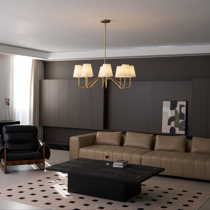 Opaluxe Brass Chandelier - Elegant Design with Adjustable Height & LED