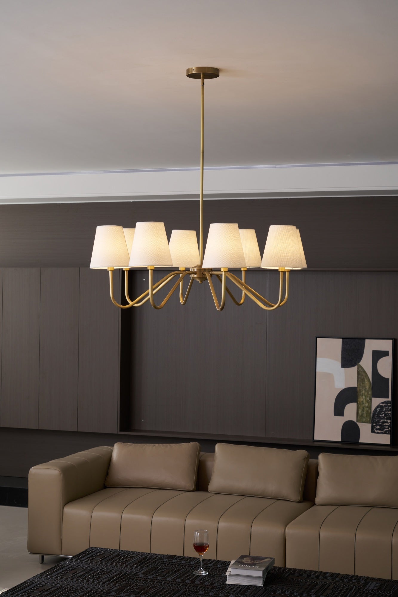 Opaluxe Brass Chandelier - Elegant Design with Adjustable Height & LED