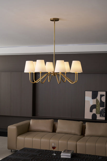 Opaluxe Brass Chandelier - Elegant Design with Adjustable Height & LED