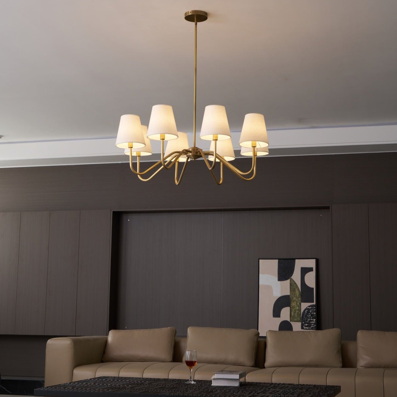 Opaluxe Brass Chandelier - Elegant Design with Adjustable Height & LED