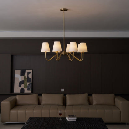 Opaluxe Brass Chandelier - Elegant Design with Adjustable Height & LED