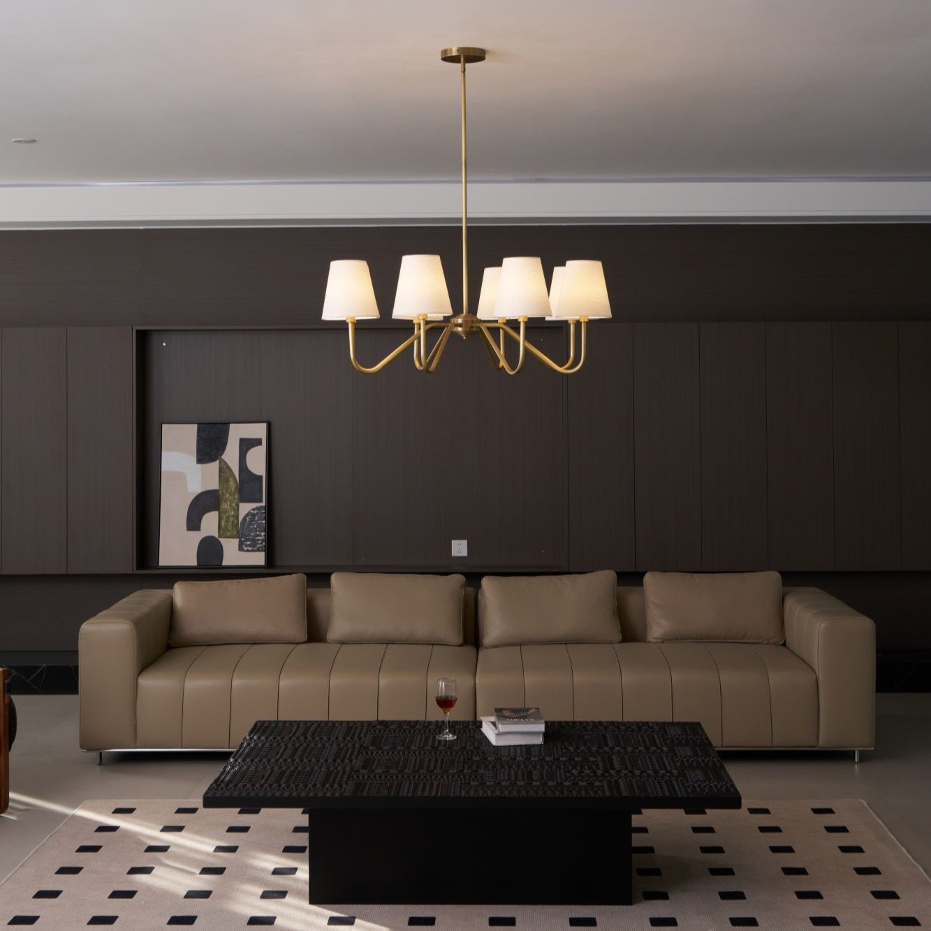Opaluxe Brass Chandelier - Elegant Design with Adjustable Height & LED