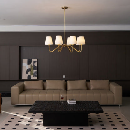 Opaluxe Brass Chandelier - Elegant Design with Adjustable Height & LED