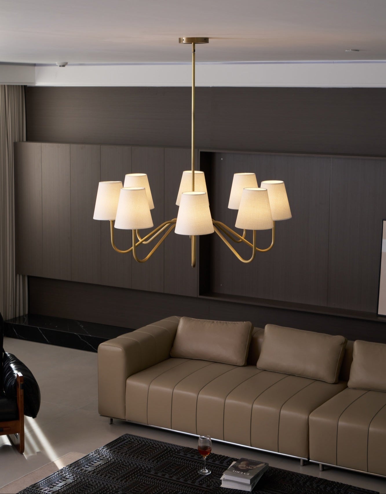 Opaluxe Brass Chandelier - Elegant Design with Adjustable Height & LED