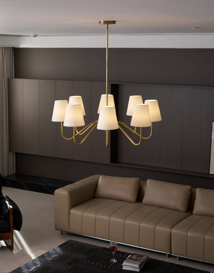 Opaluxe Brass Chandelier - Elegant Design with Adjustable Height & LED