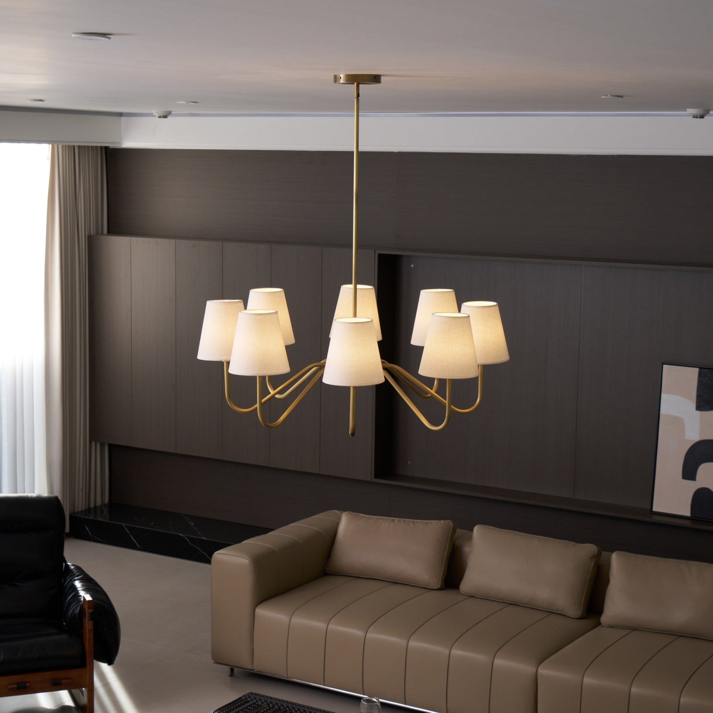 Opaluxe Brass Chandelier - Elegant Design with Adjustable Height & LED