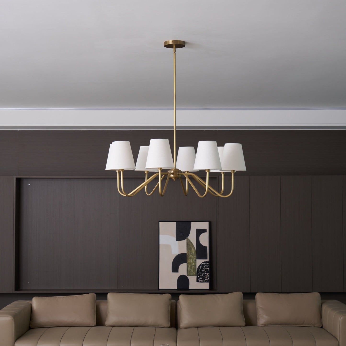Opaluxe Brass Chandelier - Elegant Design with Adjustable Height & LED