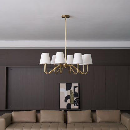 Opaluxe Brass Chandelier - Elegant Design with Adjustable Height & LED